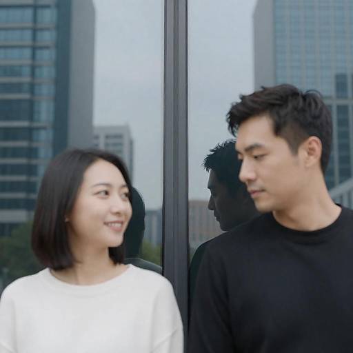 Modern Cityscape With Reflections and People