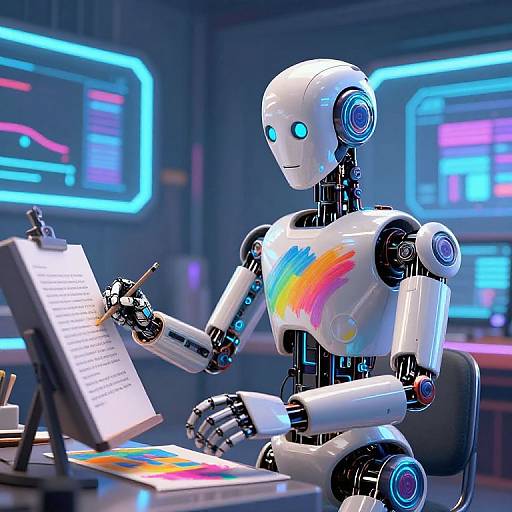 Cyberpunk AI Painter in Studio