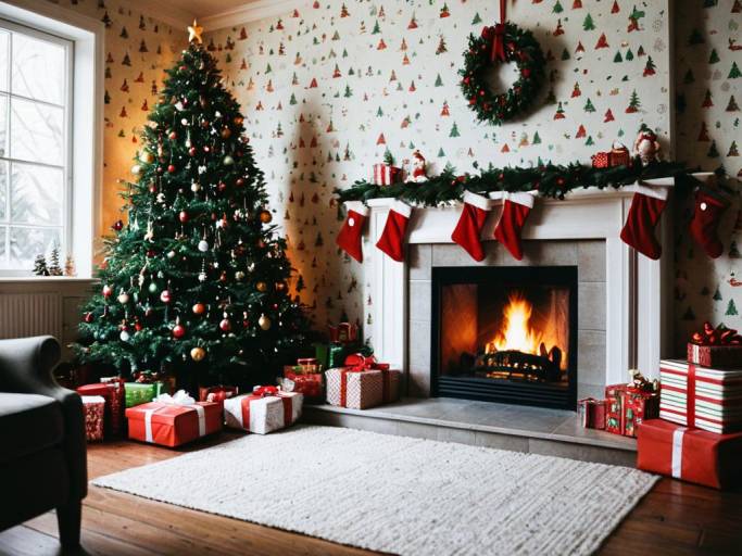Cozy Christmas Elf Wallpaper Design