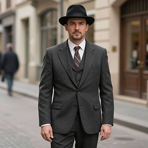 Retro Man in Suit and Hat