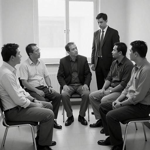 Black-and-White Photograph of Six Men