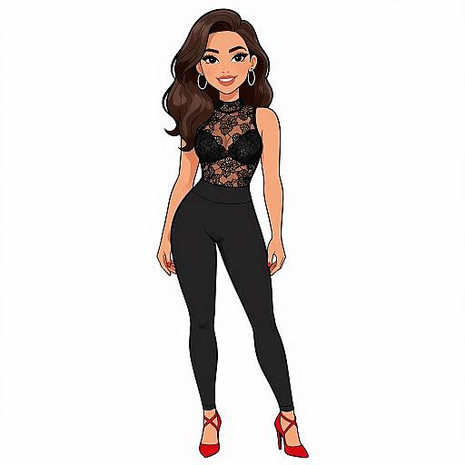 Elegant Woman in Lace Bodysuit