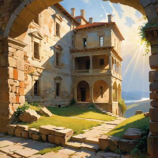Ancient Stone Mansion in Sunlight