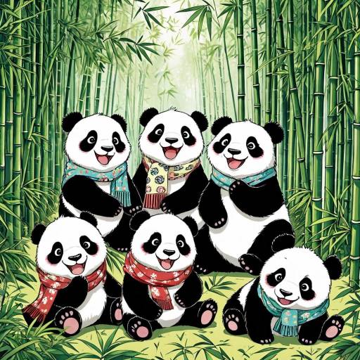 Playful Baby Pandas in a Bamboo Grove