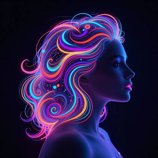 Neon Silhouette of Woman's Profile