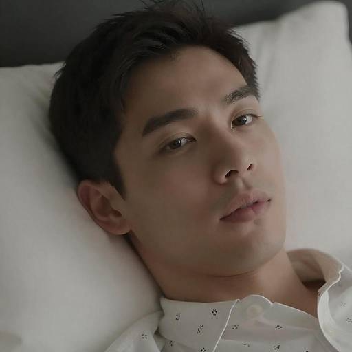 Candid Portrait of a Man on Pillow