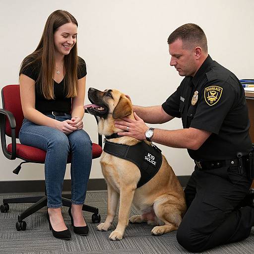 Service Dog with Officer and Woman