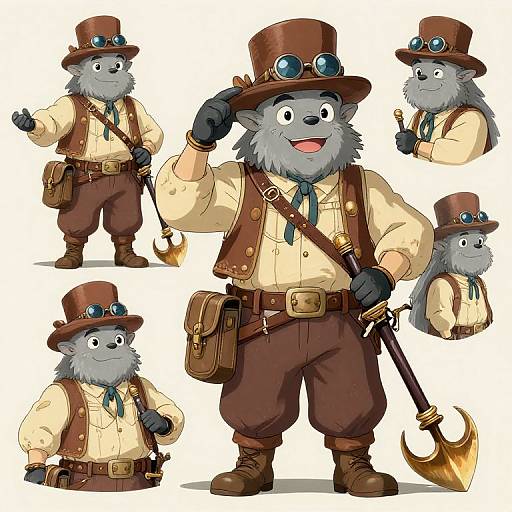 Steampunk Bard Character Illustrations