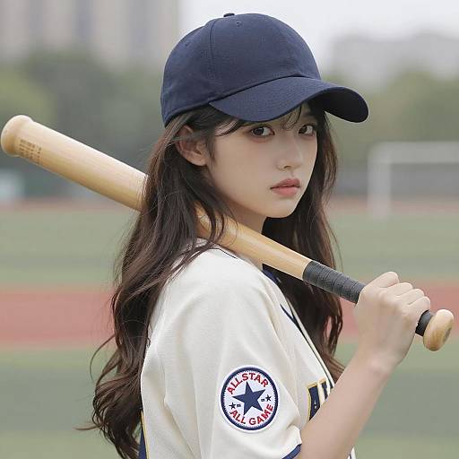 Confident Young Woman with Baseball Bat
