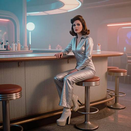Retro-Futuristic 1960s Sci-Fi Bar Scene