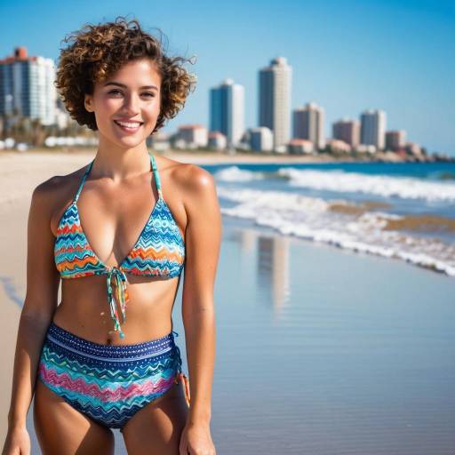 Confident Young Woman at Sandy Beach