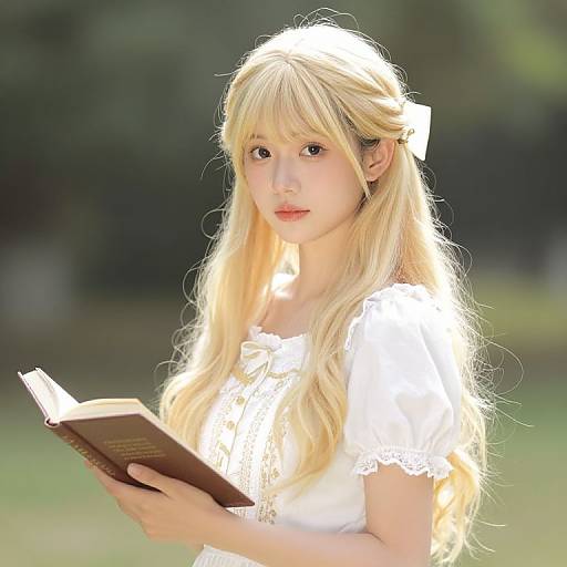 Blonde Girl with Embroidered Dress