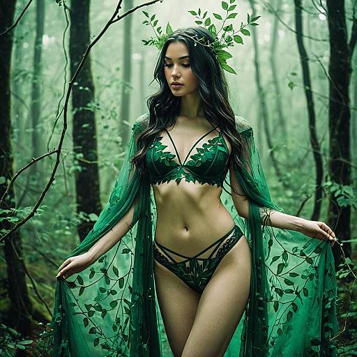 Ethereal Fantasy Nymph in Misty Forest