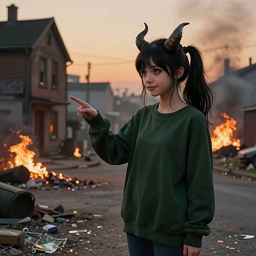 Succubus in Demon Realm at Dusk