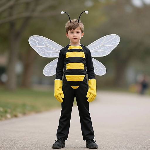 Male in Wasp Bug Costume Outdoors