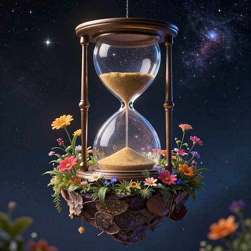 Cosmic Hourglass Over Floating Island