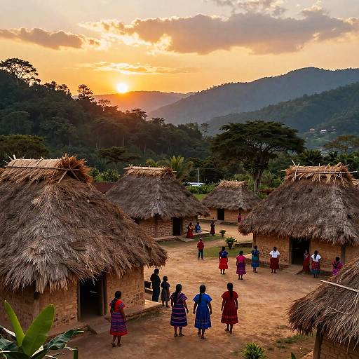 Purepecha Village Sunset Scene