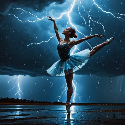 Ballerina Dancing in Storm with Lightning Ballerina Dancing in Storm with Lightning