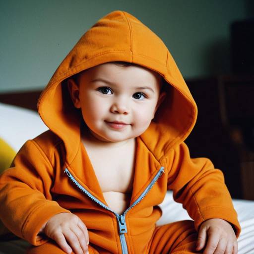 Baby in Orange Hooded Jumpsuit