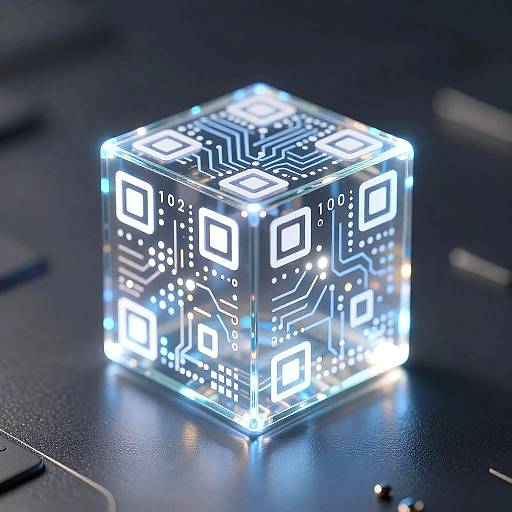 Glowing AI QR Code Cube