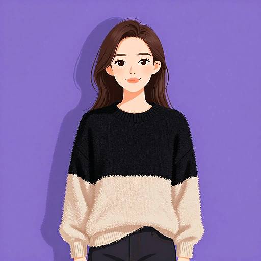 Casual Chic Woman in Color-Block Sweater