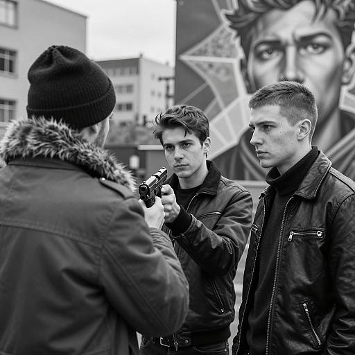 Urban Tension: Three Men in Focus