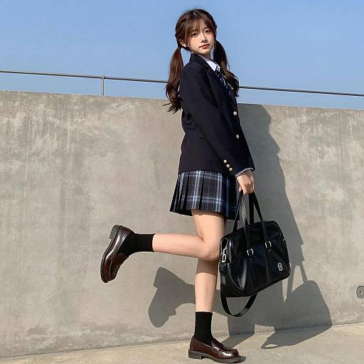 Stylish Asian Schoolgirl in Urban Scene