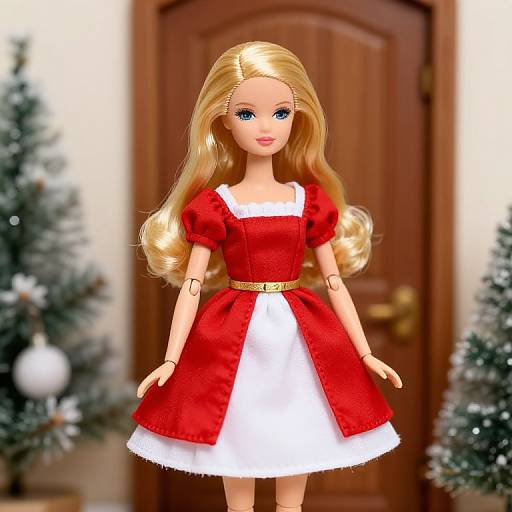 Blonde Doll in Festive Dress