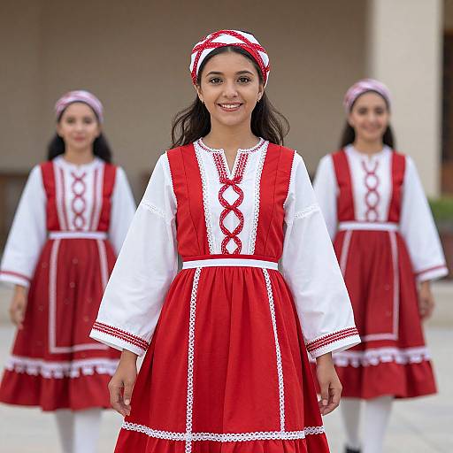 Woman in Red-White National Costume
