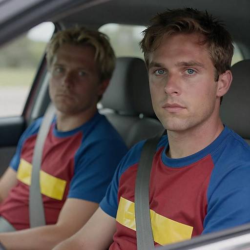 Intense Portrait of Men in Car