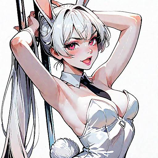 White Bunny Pole Dance Anime Girl