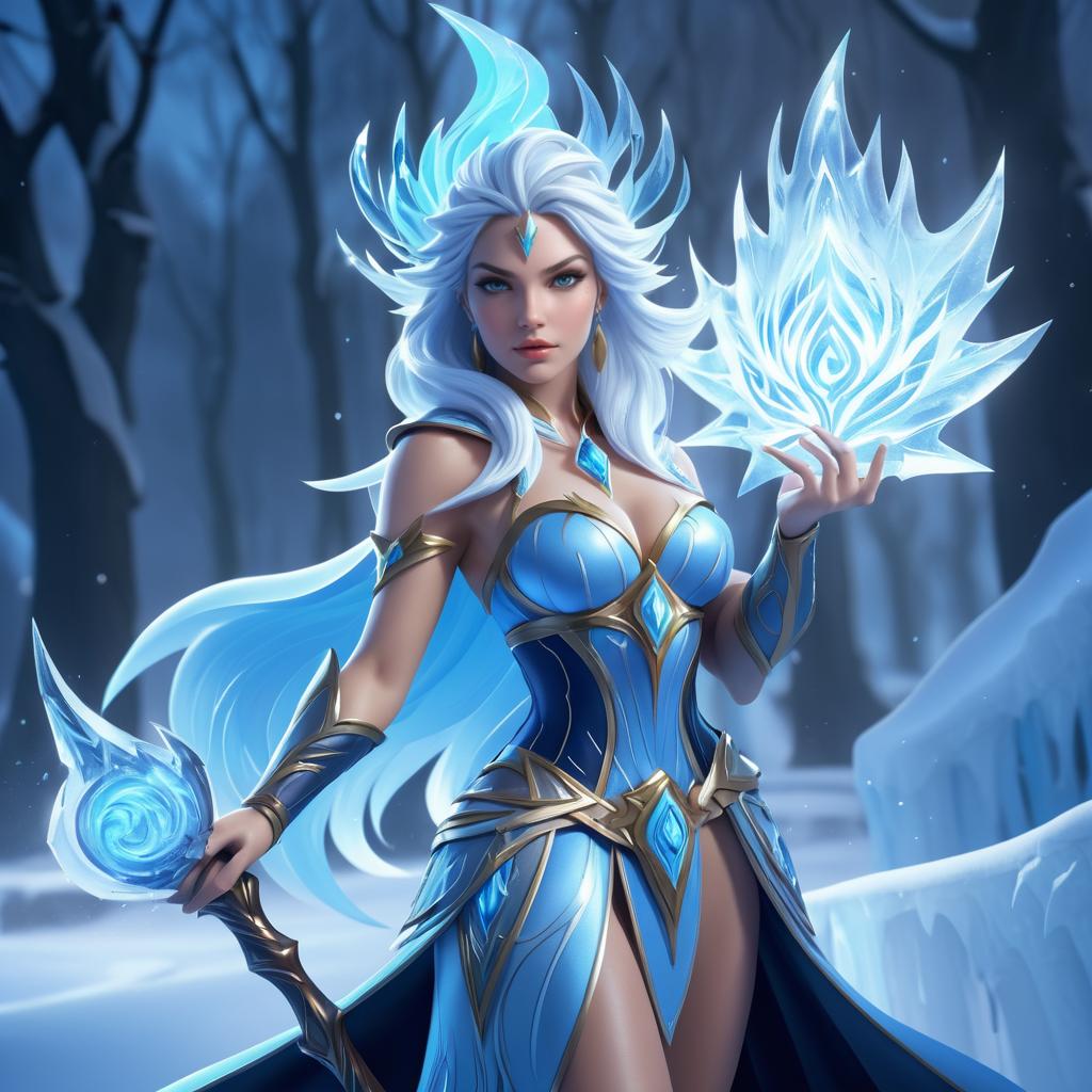 Mystical Sorceress Casting an Ice Storm