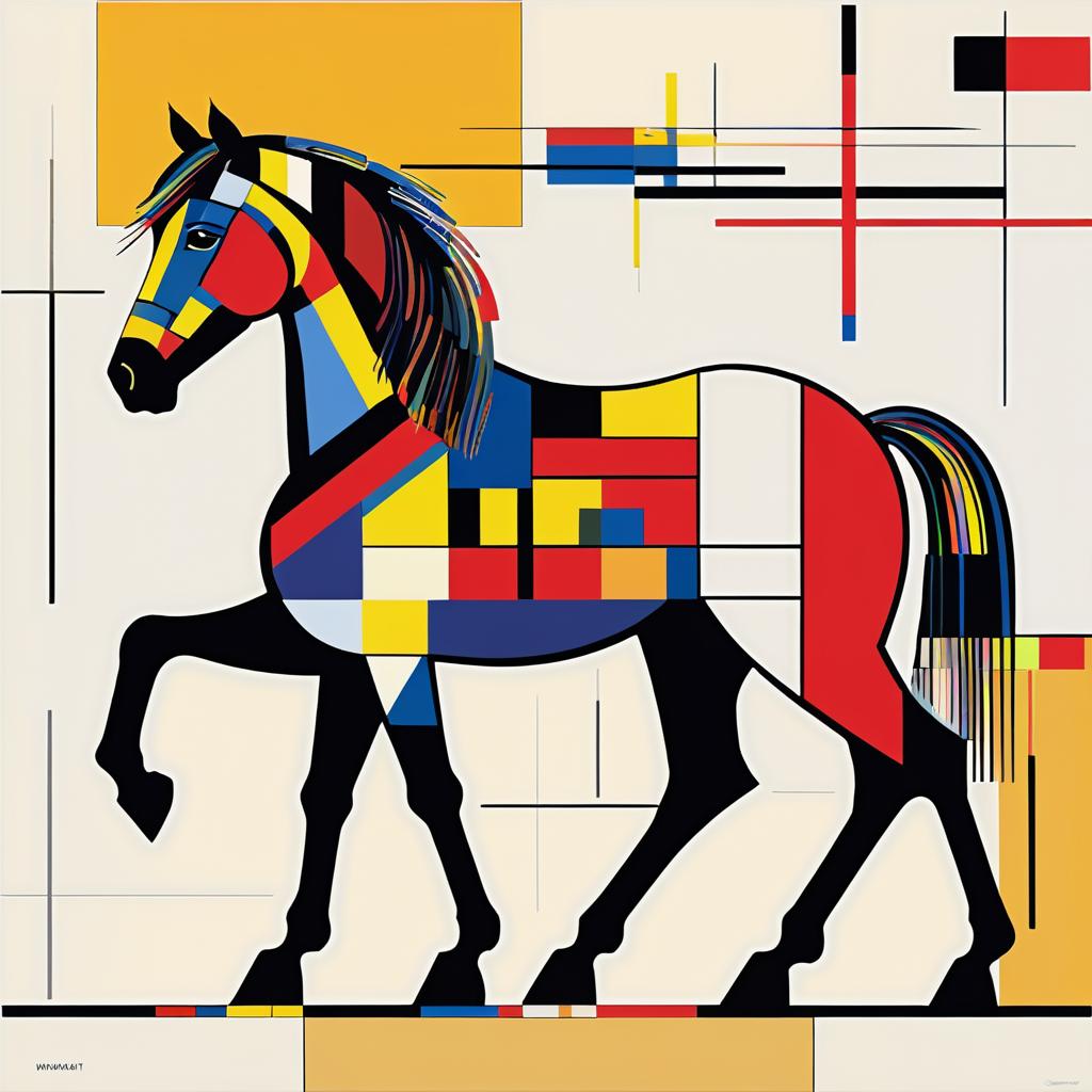 Abstract Horse in Kandinsky and Mondrian Style