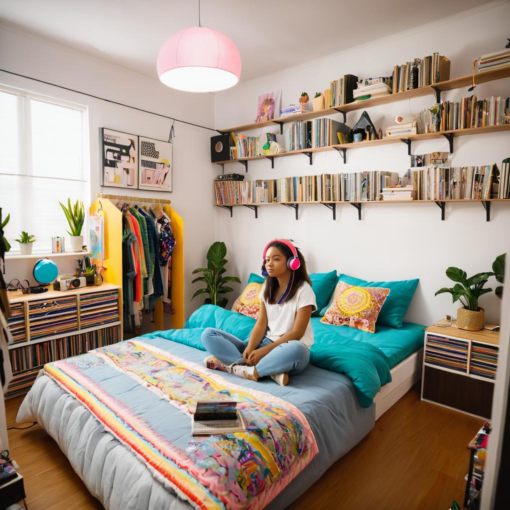 Cozy Bedroom Scene with Teenage Girl