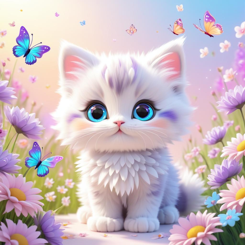 Adorable Kitten in a Floral Fantasy