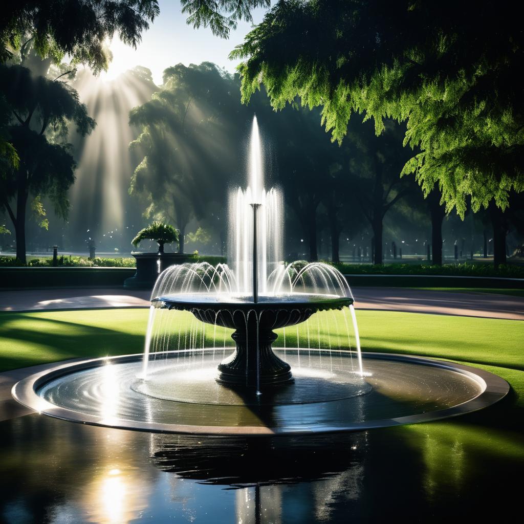 Elegant Fountain in a Lush Park Setting