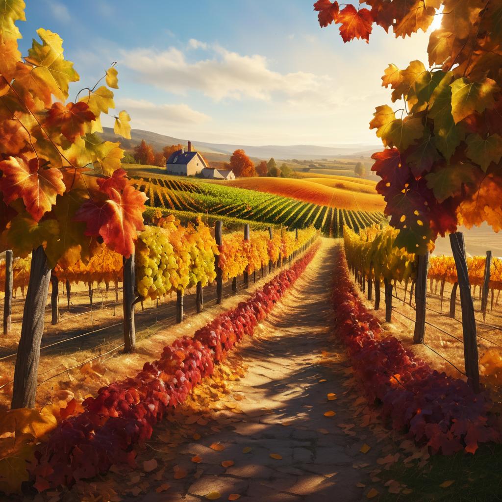 Immersive Autumn Vineyard Digital Painting