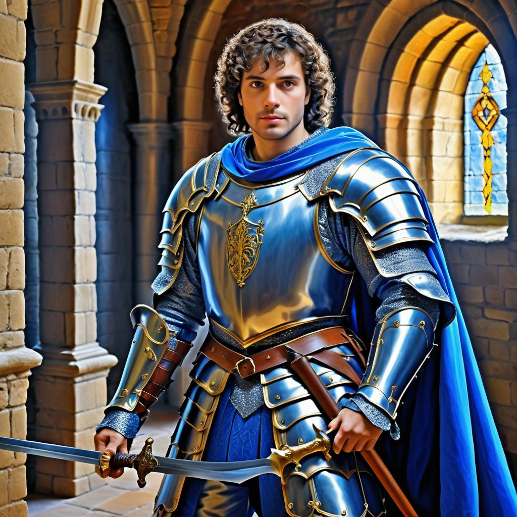 Vibrant Knight Portrait in Medieval Castle