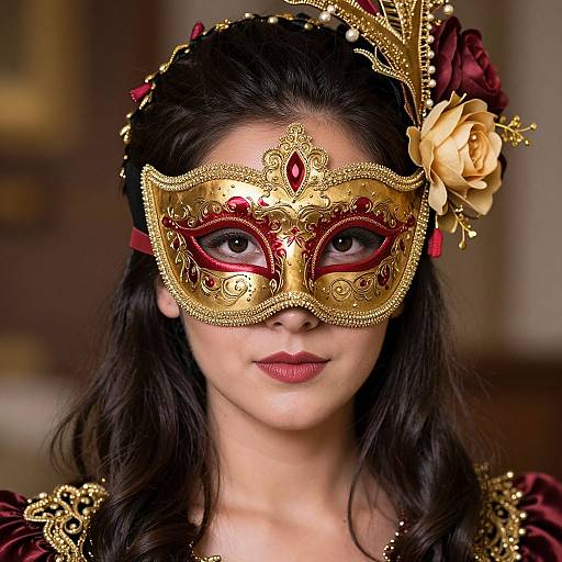 Elegant Woman in Masquerade Costume