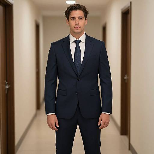 Man in Suit and Tie Hallway