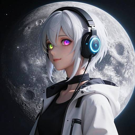 Moonlit Cyberpunk Anime Earth Gaze