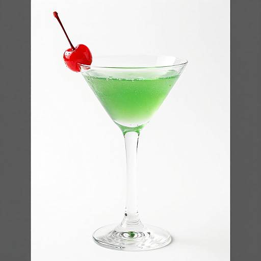 Green Martini with Cherry Garnish