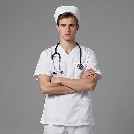 Handsome Male Nurse in Fancy Scrubs