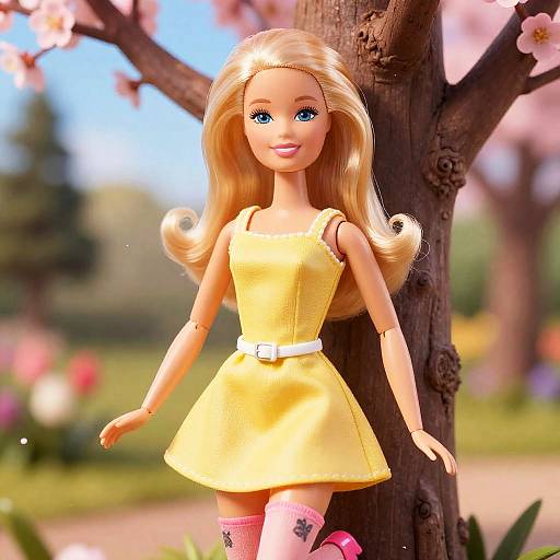 Ultra-Realistic Blonde Barbie in Garden