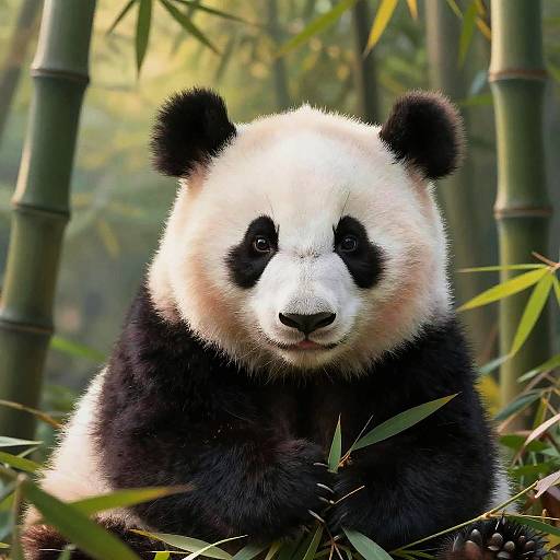 Vibrant Baby Panda in Bamboo Forest