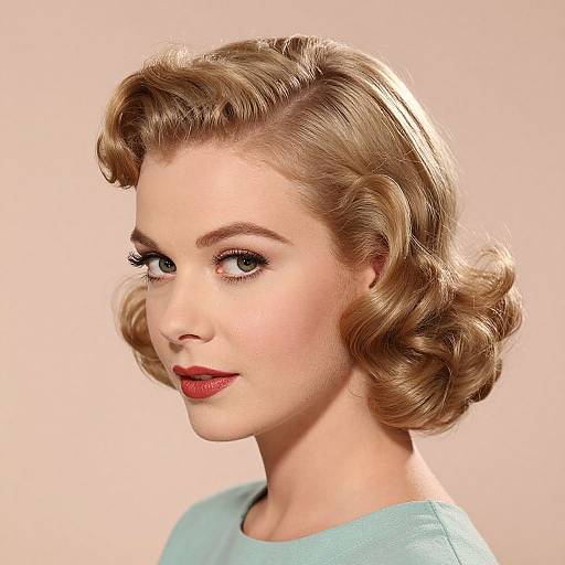 Vintage 1950s Short Curly Hairstyle Portrait