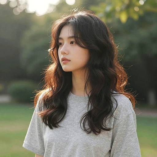 Wavy Blowout Hairstyle in Garden