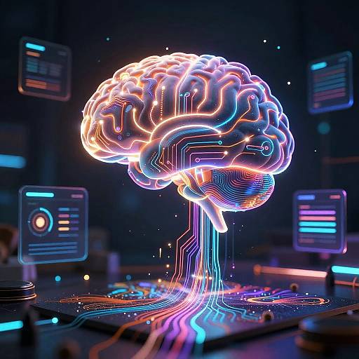 Futuristic AI Brain Creating Art