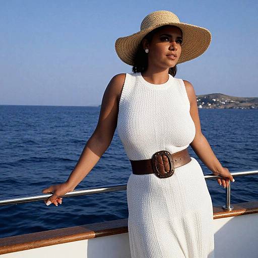 Woman in Summer Dress on Luxury Boat