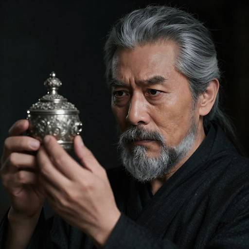 Intense Close-Up of a Silver Artifact Holder